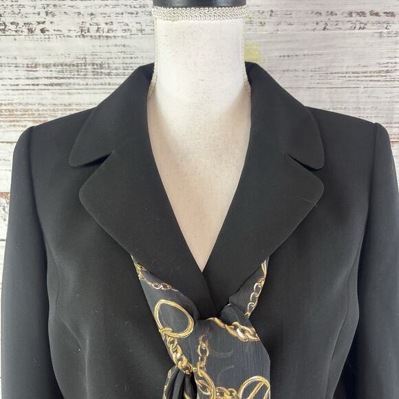 Evan Picone 3pc Skirt Suit size 8 Blazer Scarf Black Gold Equestrian Career - Picture 5 of 15